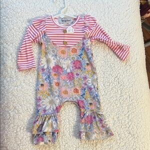 Floral and Striped Kids One Piece